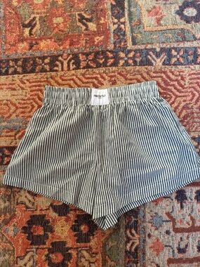 Princess Polly Black & White Pinstripe High-Waist Shorts